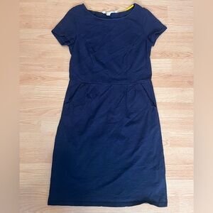 Boden navy shirt dress cotton 4P petite summer pockets classic preppy minimal